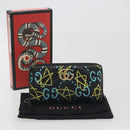 GUCCI GG Marmont Ghost Long Wallet Leather Black Gold 448087 Auth 193436A-23