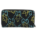 GUCCI GG Marmont Ghost Long Wallet Leather Black Gold 448087 Auth 193436A-3