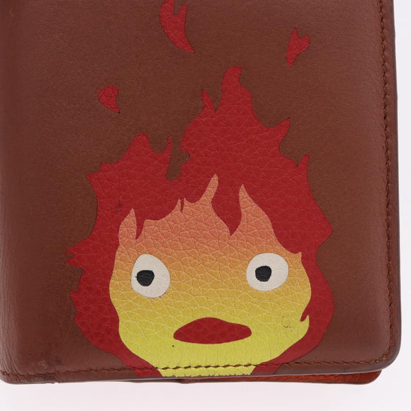 LOEWE × Studio Ghibli Anagram Calcifer Wallet Leather Brown Gold Auth 193437SAM