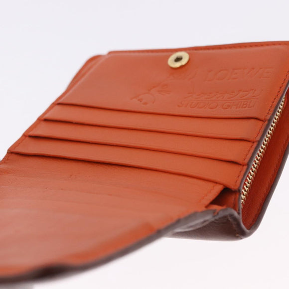 LOEWE × Studio Ghibli Anagram Calcifer Wallet Leather Brown Gold Auth 193437SAM