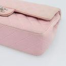 CHANEL Matelasse 25 Chain Shoulder Bag cotton Pink Silver CC Auth 193441-9