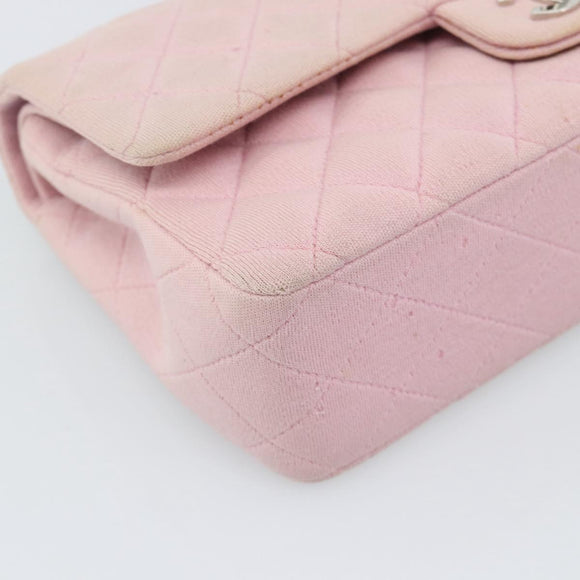 CHANEL Matelasse 25 Chain Shoulder Bag cotton Pink Silver CC Auth 193441