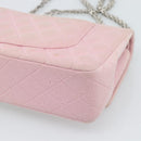 CHANEL Matelasse 25 Chain Shoulder Bag cotton Pink Silver CC Auth 193441-15