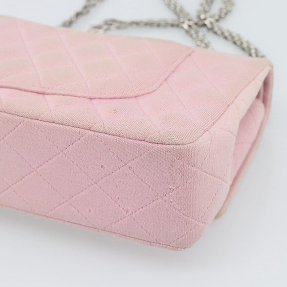 CHANEL Matelasse 25 Chain Shoulder Bag cotton Pink Silver CC Auth 193441
