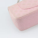 CHANEL Matelasse 25 Chain Shoulder Bag cotton Pink Silver CC Auth 193441-16