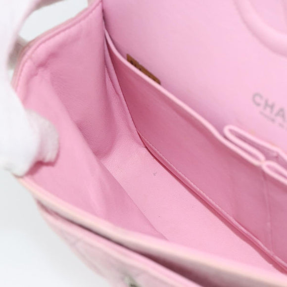 CHANEL Matelasse 25 Chain Shoulder Bag cotton Pink Silver CC Auth 193441