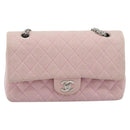 CHANEL Matelasse 25 Chain Shoulder Bag cotton Pink Silver CC Auth 193441-13