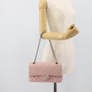 CHANEL Matelasse 25 Chain Shoulder Bag cotton Pink Silver CC Auth 193441-26
