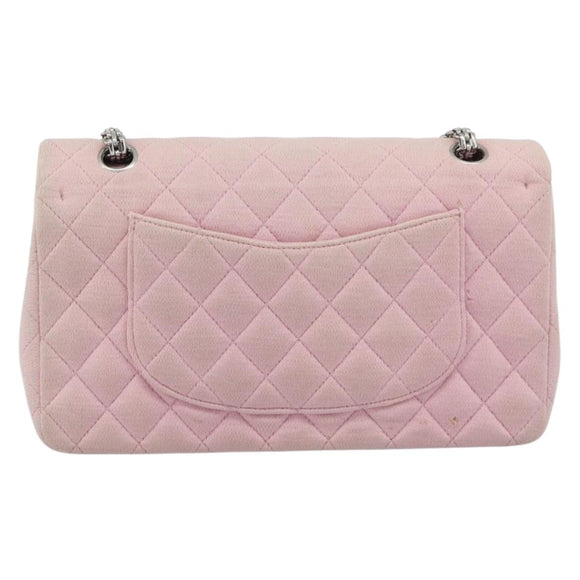 CHANEL Matelasse 25 Chain Shoulder Bag cotton Pink Silver CC Auth 193441