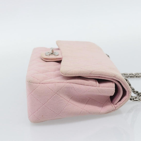 CHANEL Matelasse 25 Chain Shoulder Bag cotton Pink Silver CC Auth 193441