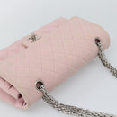 CHANEL Matelasse 25 Chain Shoulder Bag cotton Pink Silver CC Auth 193441-6