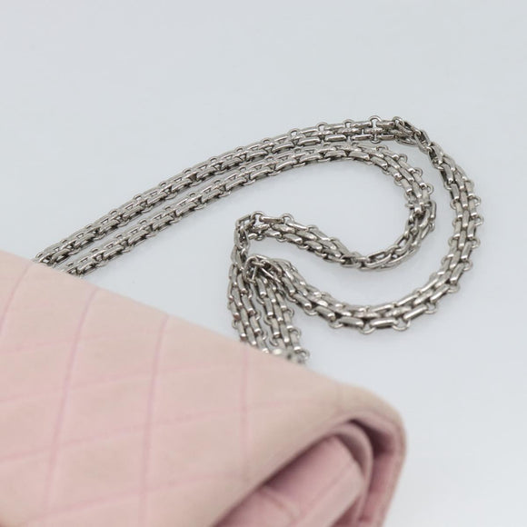 CHANEL Matelasse 25 Chain Shoulder Bag cotton Pink Silver CC Auth 193441