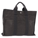 HERMES Her LineMM Hand Bag Canvas Gray Silver Auth 193484-1