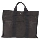 HERMES Her LineMM Hand Bag Canvas Gray Silver Auth 193484-13