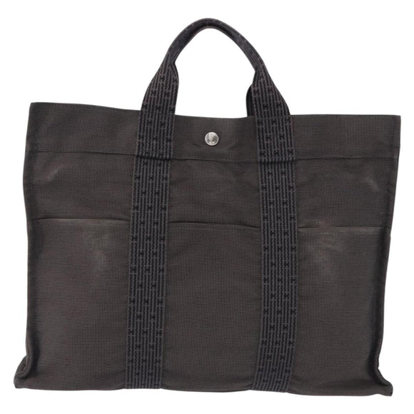 HERMES Her LineMM Hand Bag Canvas Gray Silver Auth 193484