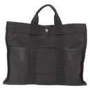 HERMES Her LineMM Hand Bag Canvas Gray Silver Auth 193484-2