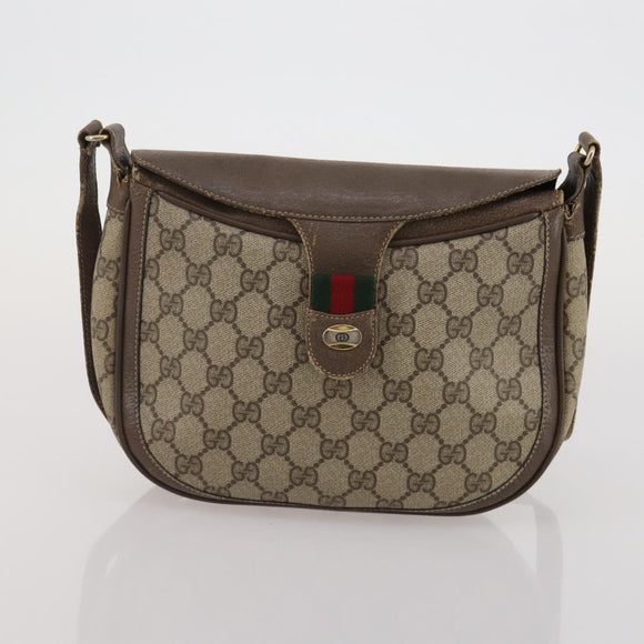GUCCI GG Supreme GG Canvas Sherry Line Bag PVC 2 Set Beige Brown Auth 193488