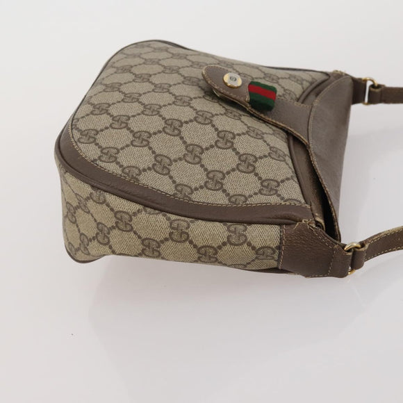 GUCCI GG Supreme GG Canvas Sherry Line Bag PVC 2 Set Beige Brown Auth 193488
