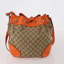 GUCCI GG Supreme GG Canvas Sherry Line Bag PVC 2 Set Beige Brown Auth 193488-2
