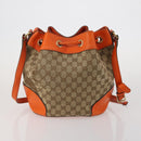 GUCCI GG Supreme GG Canvas Sherry Line Bag PVC 2 Set Beige Brown Auth 193488-3