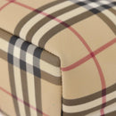 BURBERRY Nova Check Hand Bag PVC Beige Silver Auth 193495V-9