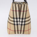 BURBERRY Nova Check Hand Bag PVC Beige Silver Auth 193495V-4