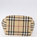 BURBERRY Nova Check Hand Bag PVC Beige Silver Auth 193495V-5