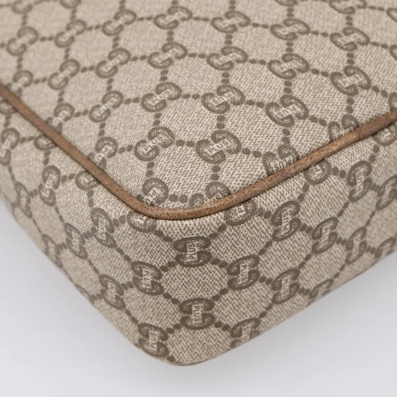 GUCCI GG Plus Supreme Shoulder Bag PVC Beige Gold Auth 193496