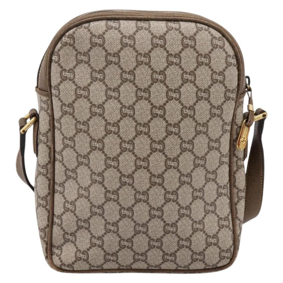 GUCCI GG Plus Supreme Shoulder Bag PVC Beige Gold Auth 193496