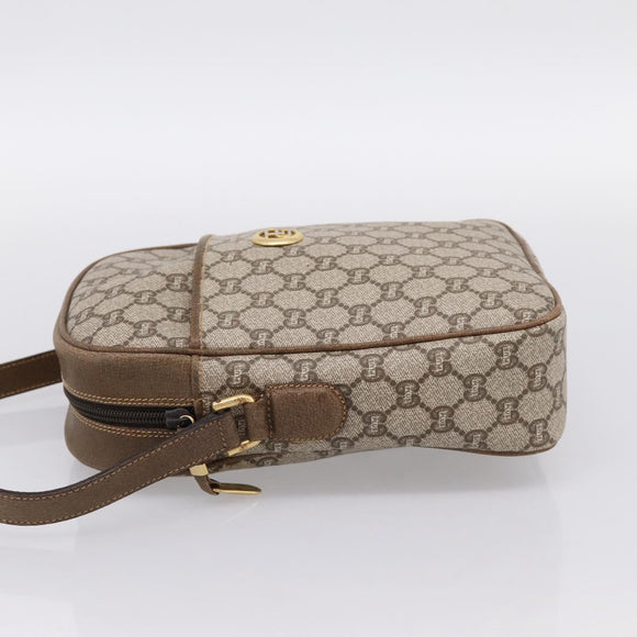 GUCCI GG Plus Supreme Shoulder Bag PVC Beige Gold Auth 193496