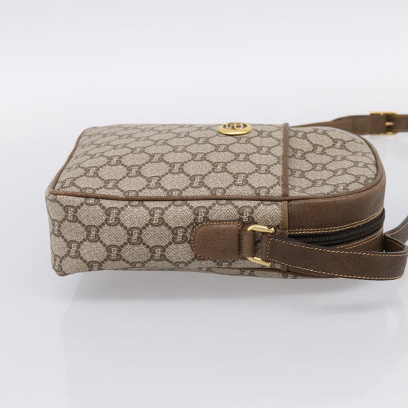 GUCCI GG Plus Supreme Shoulder Bag PVC Beige Gold Auth 193496