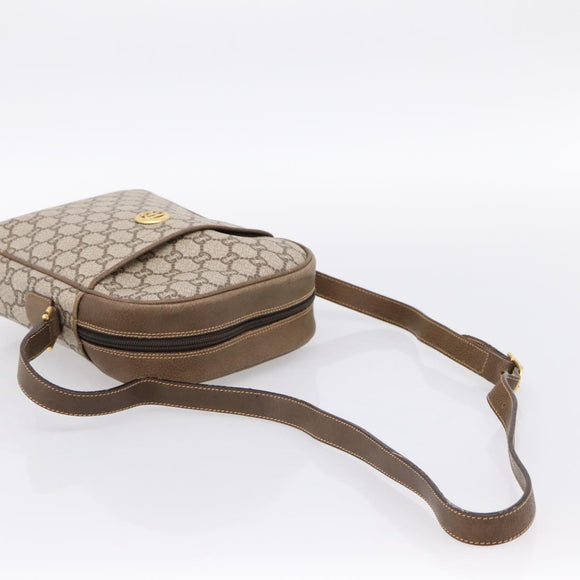 GUCCI GG Plus Supreme Shoulder Bag PVC Beige Gold Auth 193496