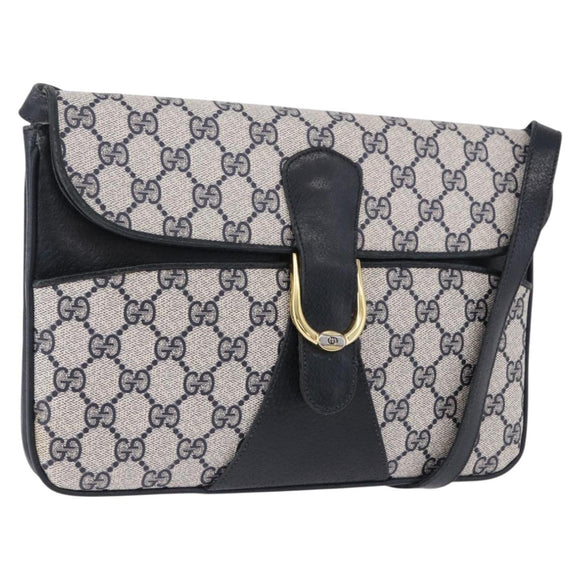 GUCCI GG Supreme Shoulder Bag PVC Navy Gold 004 02 025 Auth 193497