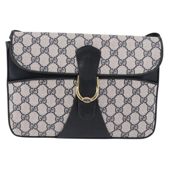 GUCCI GG Supreme Shoulder Bag PVC Navy Gold 004 02 025 Auth 193497