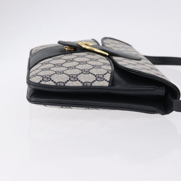 GUCCI GG Supreme Shoulder Bag PVC Navy Gold 004 02 025 Auth 193497