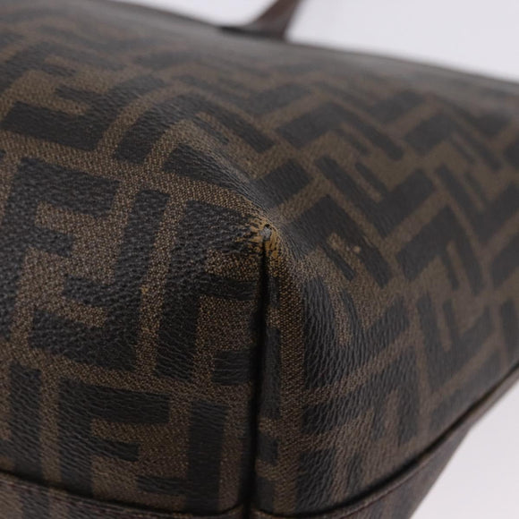 FENDI Zucca Canvas Tote Bag PVC Brown Black Auth 193498