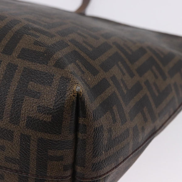FENDI Zucca Canvas Tote Bag PVC Brown Black Auth 193498