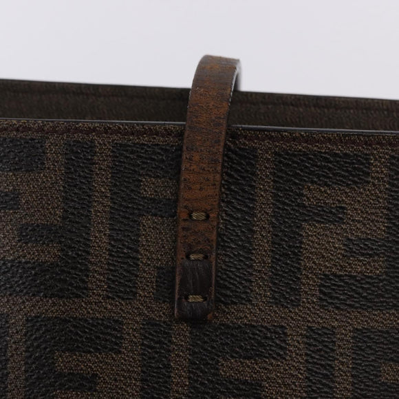 FENDI Zucca Canvas Tote Bag PVC Brown Black Auth 193498