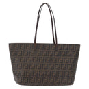 FENDI Zucca Canvas Tote Bag PVC Brown Black Auth 193498-13