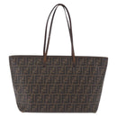 FENDI Zucca Canvas Tote Bag PVC Brown Black Auth 193498-2