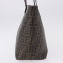 FENDI Zucca Canvas Tote Bag PVC Brown Black Auth 193498-3