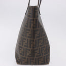 FENDI Zucca Canvas Tote Bag PVC Brown Black Auth 193498-4