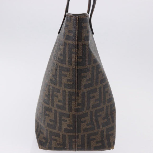 FENDI Zucca Canvas Tote Bag PVC Brown Black Auth 193498
