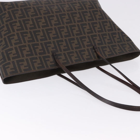 FENDI Zucca Canvas Tote Bag PVC Brown Black Auth 193498