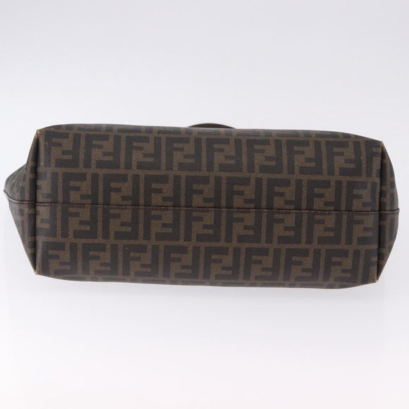 FENDI Zucca Canvas Tote Bag PVC Brown Black Auth 193498