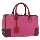 LOEWE Amazona 35 Hand Bag Leather Pink Silver Auth 193499V-1
