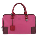 LOEWE Amazona 35 Hand Bag Leather Pink Silver Auth 193499V-13