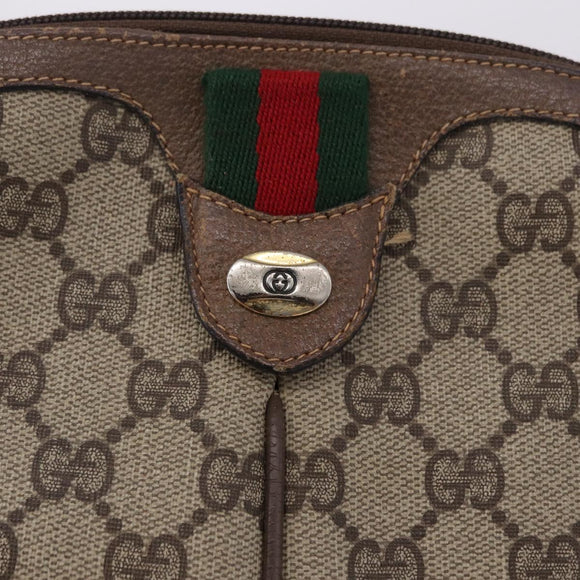 GUCCI GG Supreme Web Sherry Line Bag PVC Beige Gold 904 02 047 Auth 193500