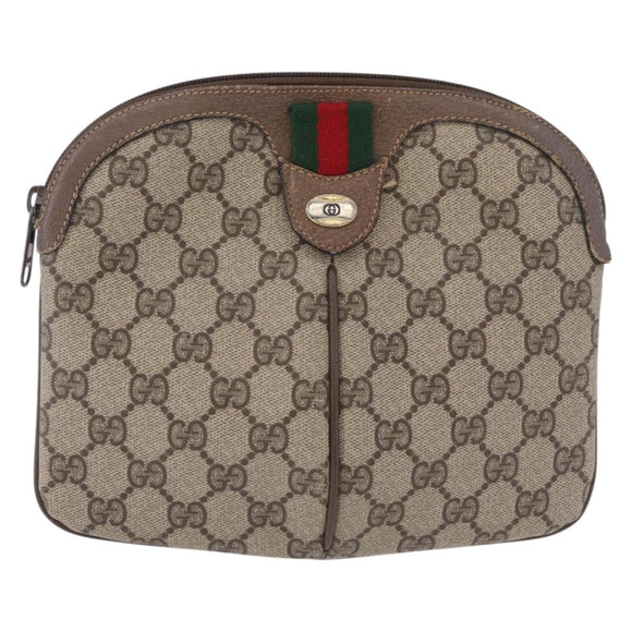 GUCCI GG Supreme Web Sherry Line Bag PVC Beige Gold 904 02 047 Auth 193500