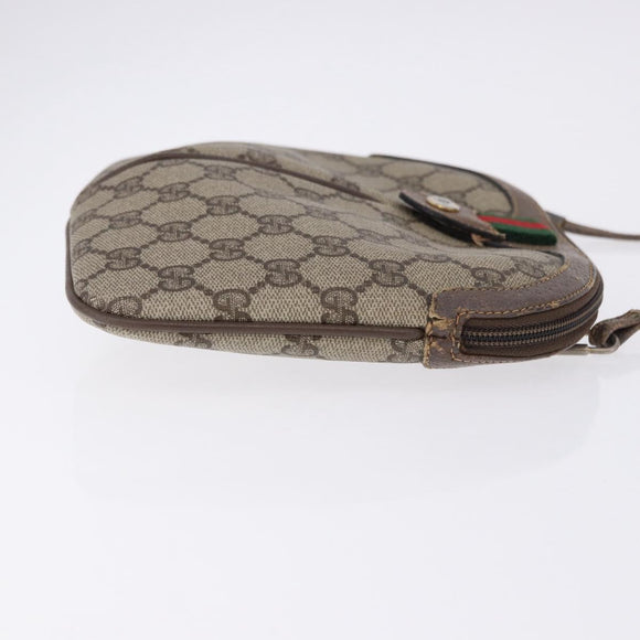 GUCCI GG Supreme Web Sherry Line Bag PVC Beige Gold 904 02 047 Auth 193500